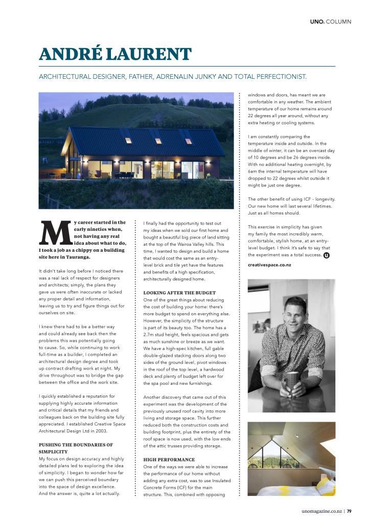 Uno Magazine - Andre Laurent Architectural Designer